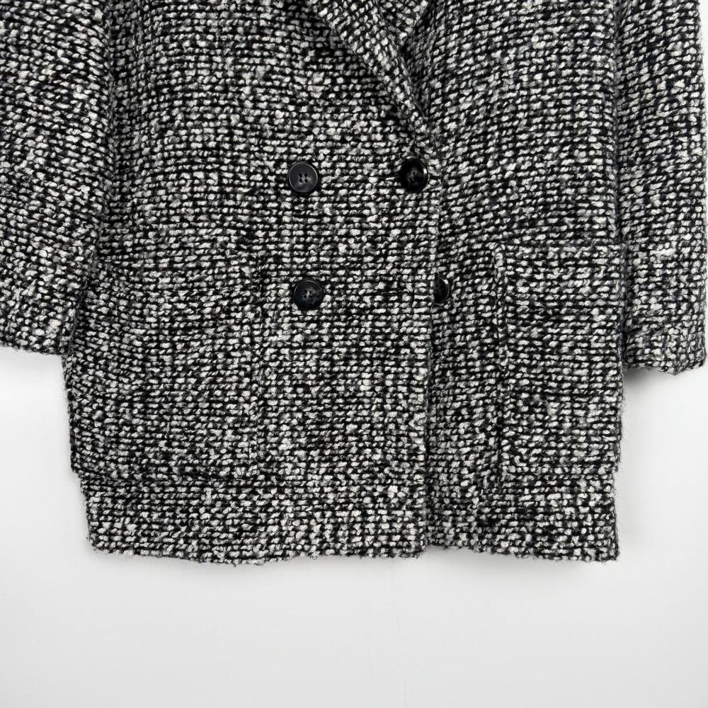 HATCH Black White Double Breasted Tweed Old Money Luxury Blazer Coat Size 2 - Picture 5 of 12